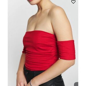 Reformations Adan Top Shirt Womens 10‎ Lipstick Red Off the Shoulder NEW Tube